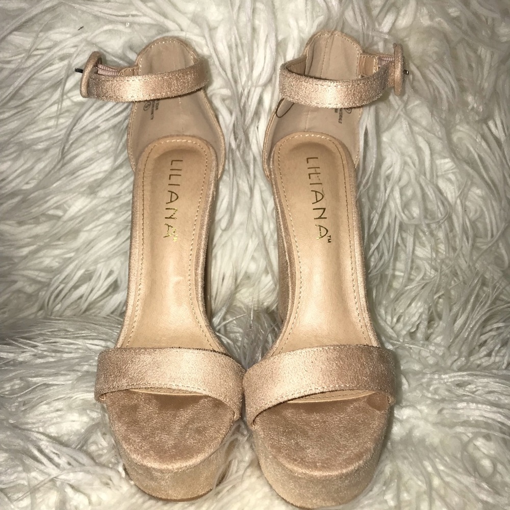 Suede platform nude heels